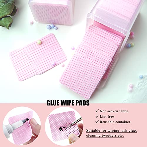 Pink 554 pcs Eyelash Extension Supplies Kit with Gel Pads, Tapes, Glue Rings