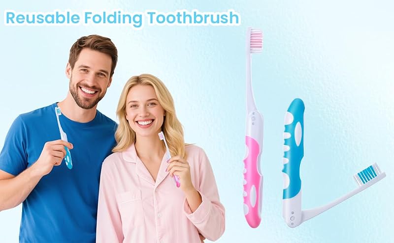 3-Pack Foldable Travel Toothbrush Set - Portable Soft Bristle for Adults & Kids