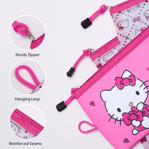Hello Kitty 3-Piece Travel Pouch Set - Zippered Makeup & Toiletry Bags