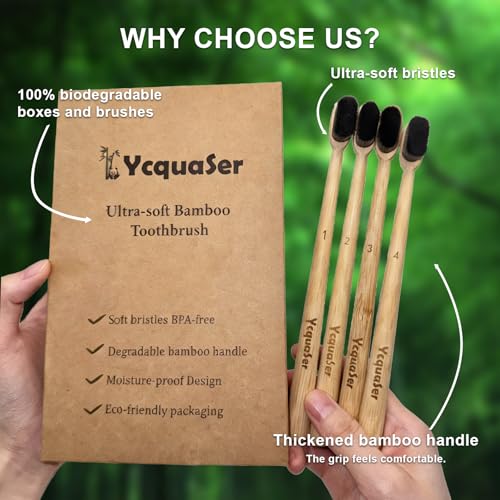 Eco-Friendly Bamboo Toothbrush for Sensitive Gums - 4 Pack