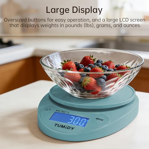 TUMIDY Digital Kitchen Scale - 11lb/5kg with LCD Display for Cooking & Baking