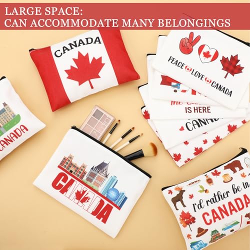 Canada Cosmetic Bag Set - 9 Pcs Souvenir Makeup Pouches for Girls Women Travel