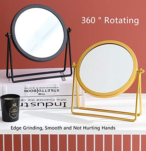 Golden 360° Swivel Makeup Mirror - Round Desktop Stand Mirror