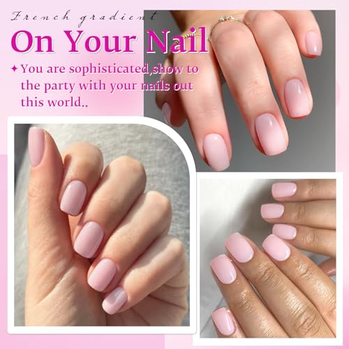 LuckForever Light Pink Short Square Press-On Nails 240pc Fake Nails for Manicure
