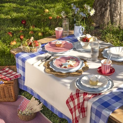Meri Meri Easter Gingham Paper Plates - Pack of 12, Disposable Tableware