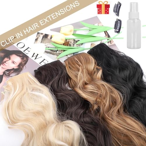 Perience 24-Inch Wavy Synthetic Clip-In Hair Extensions - Blonde Full Head