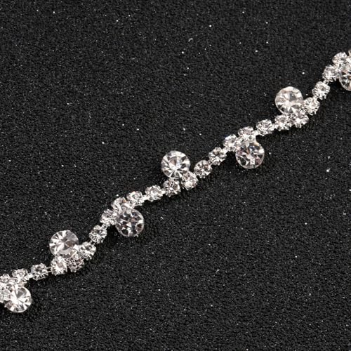 Asphire Vintage Rhinestone Headband with Side Combs - Silver