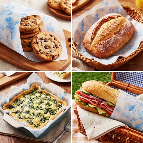 Honeydak 200Pcs Floral Wax Paper Sheets 7x7 Inch for Food & Gifts