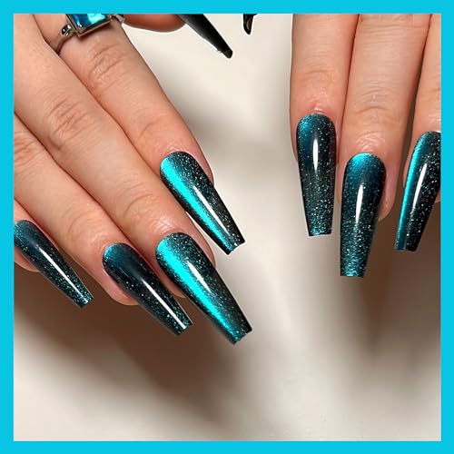 4 Pack Long Coffin Press on Nails L026 - Gradient & Glitter Acrylic