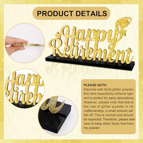 Glitter Gold Happy Retirement Table Centerpieces - Set of 2