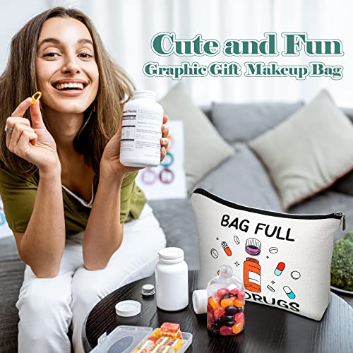 Travel Makeup & Medicine Pouch 4-Pack - Women's Organizer Bags with Cartoon Medical Theme