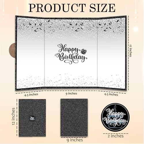 Elegant Black Silver Birthday Guest Book - 18"x12" Signing Card