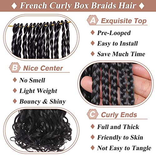 RuiYok 10 Inch French Curl Crochet Braids 9 Packs #1B