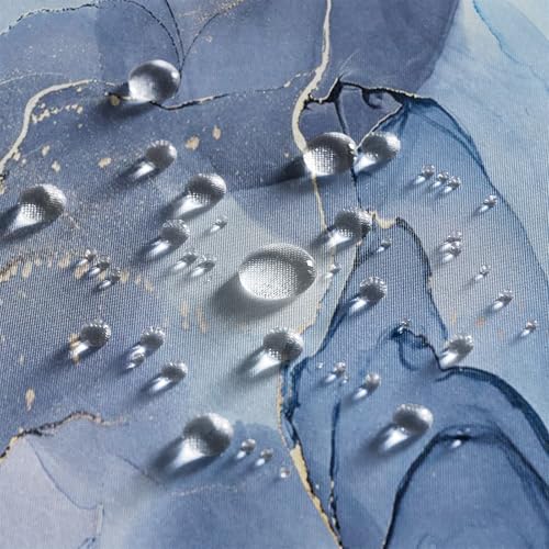 Luxury Blue Marble Shower Curtain - Waterproof Polyester, 36"W x 72"L