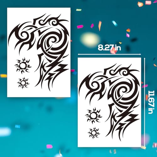 Kotbs Tribal Totem Large Temporary Tattoos Waterproof & Realistic Set