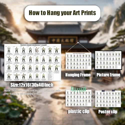 Chair Tai Chi Workout Chart for Seniors - 30-Day Guide, 12x16 Inch