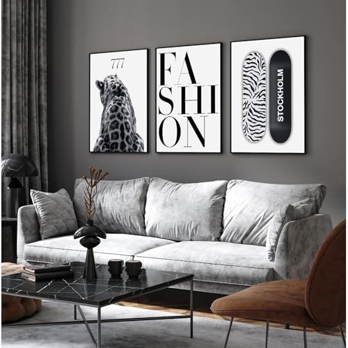 Trendy Leopard Wall Art Prints Set of 3 - 12x16 Inches Unframed