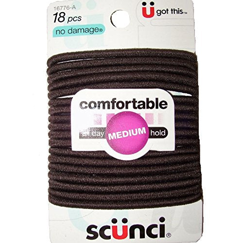 Scunci Comfortable Medium Hold Hair Ties - Black, Pack of 3