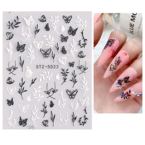 Self-Adhesive 3D Floral Nail Art Stickers - 4 Sheets