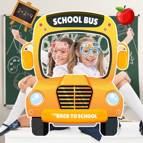 Back to School Photo Props Set - School Bus Frame & 18 Accessories