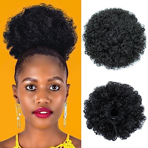 Afro Puff Drawstring Ponytail Extension for Black Women - 6" Kinky Curly Clip-In Hairpiece
