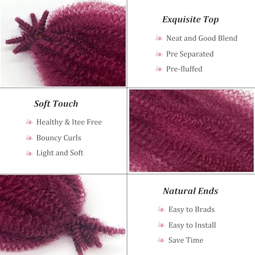 SIXERSI Burgundy 24 Inch Afro Twist Hair Pack of 6 for Faux Locs & Braids