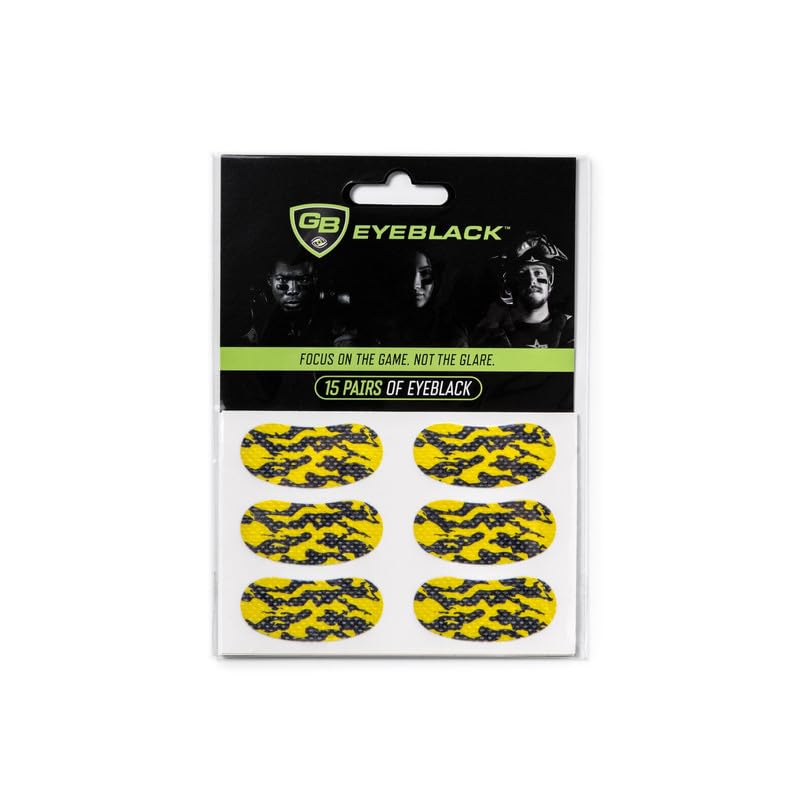 Breathable Eye Strips - Peel & Stick Athletic Eyeblack Stickers for Baseball, Football, Softball, Lacrosse | Black - 15 Pairs