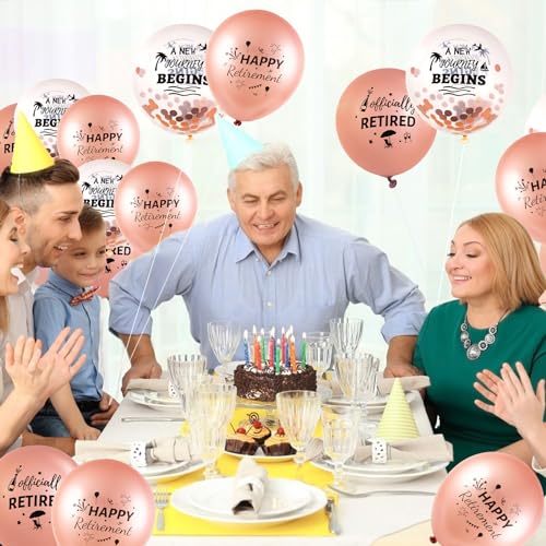 Happy Retirement Balloons - 18 Pcs Pink Sequin Latex Decorations