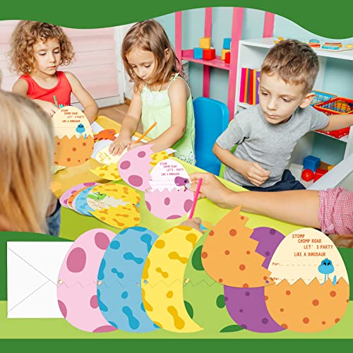 24 Dinosaur Birthday Party Invitations with Envelopes - Dino Eggs Design