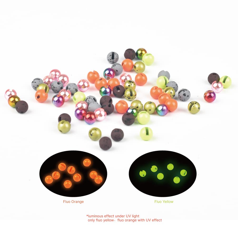 MUUNN 50pcs Tungsten Slotted Beads for Fly Tying, Sink Deeper and Faster 12 Colors/13 Sizes Slotted Tungsten Beads Fly Tying Beads Head Fly Tying Materials(Black Nickel,2.8mm)