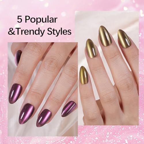 Vansiho 150Pcs Medium Almond Cat Eye Press On Nails - Medium Almond Cat Eye