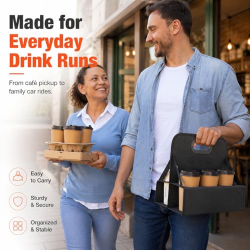 Portable 6-Cup Drink Carrier with Handle - Reusable & Foldable