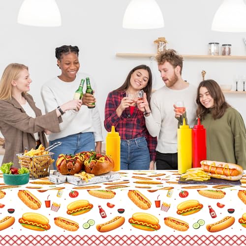 3-Pack Disposable Hot Dog Table Covers - Colorful Carnival Design, 87x51 Inches