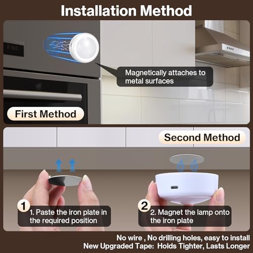 Cadrim Rechargeable Under Cabinet Lighting with Remote Control - 13 RGB Colors, Magnetic Puck Light