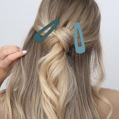 Motroce 4 Pack Blue Large 3.5in Matte Acrylic Snap Hair Clips for Women & Girls - 9 cm