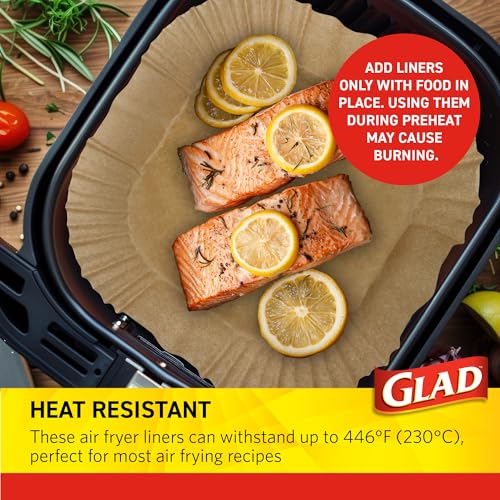 Glad Air Fryer Liners - Nonstick 9-Inch with Raised Walls, 100 Count