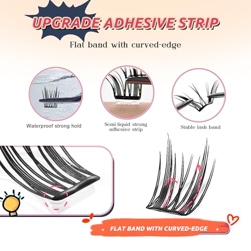 GAQQI Self-Adhesive Eyelash Clusters PG4 Wispy 10-13mm, Pre-Glued Lashes