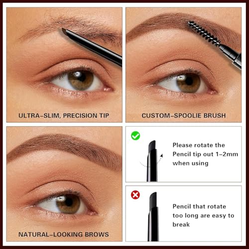 Maksure Deep Brown Microblading Eyebrow Pencil 2 Pack - Ultra Slim, Waterproof & Smudgeproof