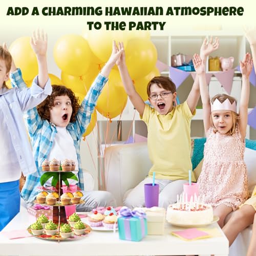 3-Tier Tropical Cupcake Stand - Hawaiian Luau Party Decor