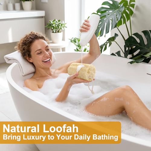 Organic 6" Natural Loofah Sponge Set (2 Pcs) - Eco-Friendly Exfoliating Body Scrubber