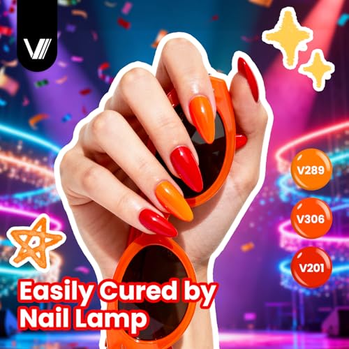 VANREESA Neon Night Gel Nail Polish Set - Bright Colors with Base & Top Coats, 24 Pieces