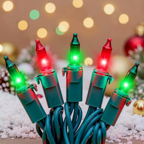 ooLALoo 50 Count Red and Green Mini Christmas Lights, 13FT