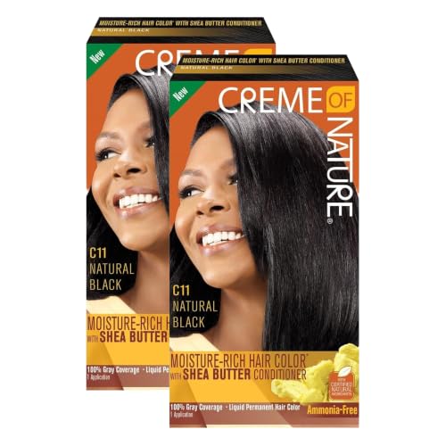 Creme of Nature Moisture Rich Hair Color Kit C11 Natural Black - Pack of 2