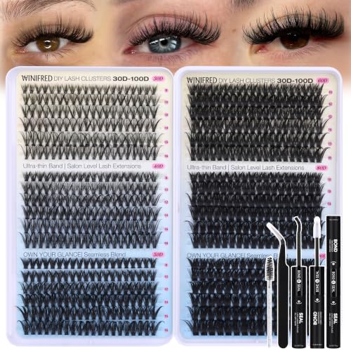 Winifred Lash Clusters Kit A-30D/40D/50D/60D/80D/100D 696 Pcs Eyelash Extensions