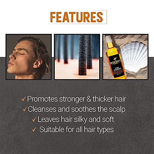 Woody's Daily Shampoo for Men – Paraben & Sulfate‑Free with Jojoba & Hyaluronic Acid, 32 oz