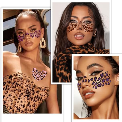 BLGTGH Style16 Leopard & Cheetah Temporary Tattoos 8 Sheets Waterproof Face Body Art Halloween