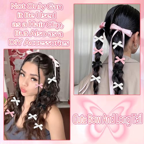 Beige 34PCS Pink Bow Hair Clips Set for Girls & Women - Satin & Tassel Style