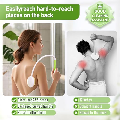 Fanwer 27.5" U-Shaped Long Handled Back Scrubber for Shower
