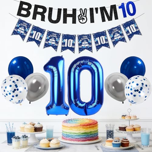 Zirtorei 10th Birthday Decorations Set for Boys - Bruh I'm 10 Theme