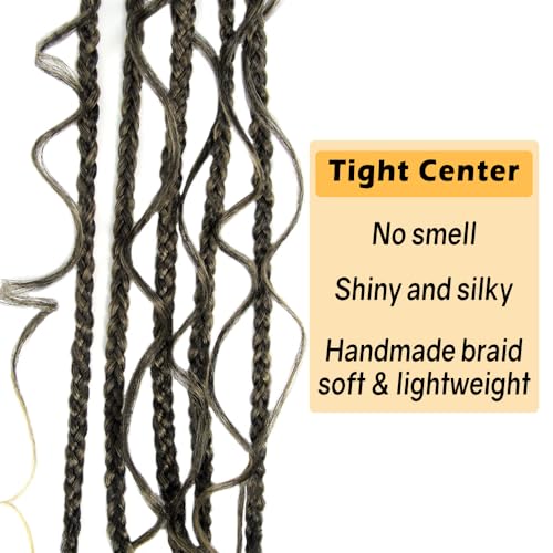 NISEYO Boho Goddess Box Braids Crochet Hair T27 Ombre Blonde 18 Inch Pack of 8